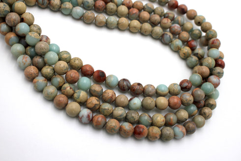 Aqua Blue Jasper Gemstone Beads, 8mm, Round